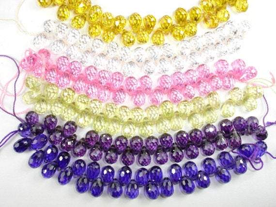 CZ beads, 6 x 9 mm Faceted Teardrop-Cubic Zirconia-BeadDirect