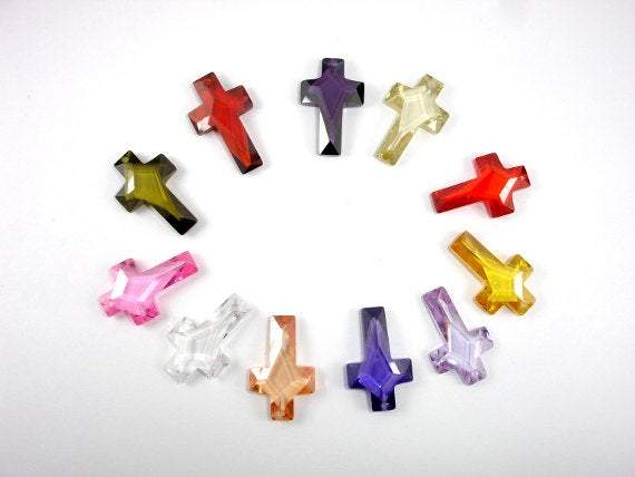CZ beads,14x22mm Faceted Cross Pendant-Cubic Zirconia-BeadDirect