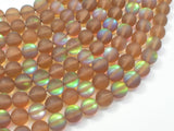 Matte Mystic Aura Quartz-Smoky Brown, 8mm (8.5mm) Round-Gems: Round & Faceted-BeadDirect