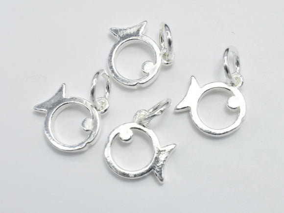 2pcs 925 Sterling Silver Charms, Fish Charms, 10x8mm-Metal Findings & Charms-BeadDirect