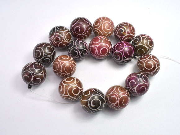 Jade, 25mm Carved Round Beads, 8 Beads-BeadDirect