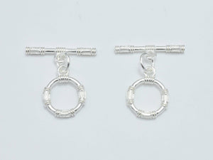 1set 925 Sterling Silver Toggle Clasps, Loop 12mm, Bar 20mm-Metal Findings & Charms-BeadDirect