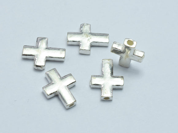 2pcs 925 Sterling Silver Cross Beads, 8x10.5mm-BeadDirect