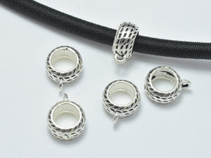 4pcs 925 Sterling Silver Bead Connector-Antique Silver, Rondelle, 7.5x4mm, Hole 4.8mm-BeadDirect