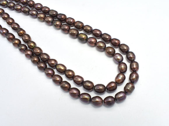 Fresh Water Pearl Beads, Brown, 6.5x7.5mm Rice Beads-BeadDirect