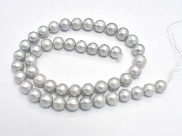 Fresh Water Pearl Beads-Silver, 8.5-9.5mm Round-BeadDirect