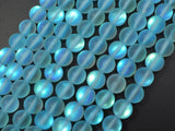 Matte Mystic Aura Quartz-Aqua Blue, 6mm (6.5mm) Round-Gems: Round & Faceted-BeadDirect