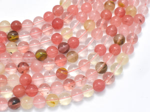 Fire Cherry Quartz Beads, Round, 8mm-BeadDirect