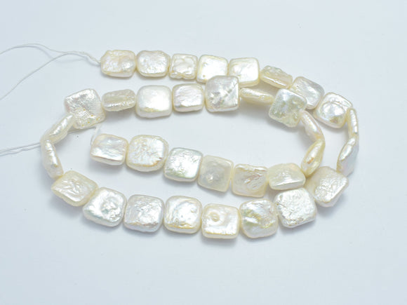 Fresh Water Pearl, White, 10x10mm Square Beads-BeadDirect