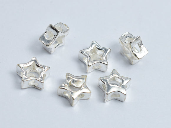 4pcs 925 Sterling Silver Star Beads 6.5mm-BeadDirect