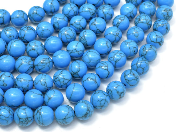 Howlite Turquoise Beads, Blue, 10mm Round Beads-Gems: Round & Faceted-BeadDirect
