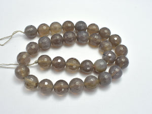 Gray Agate, 12mm Faceted Round Beads-BeadDirect