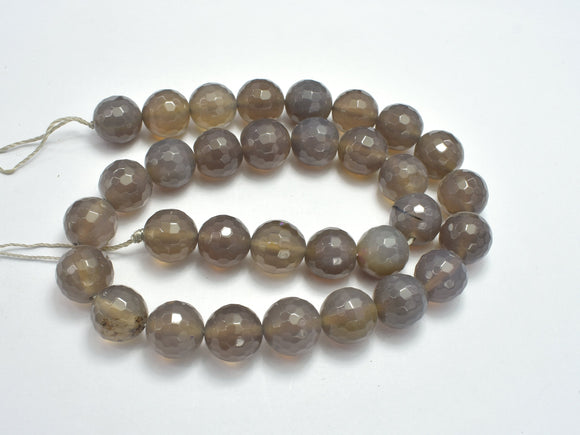 Gray Agate, 12mm Faceted Round Beads-BeadDirect