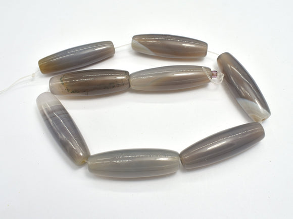 Gray Agate, 12x40mm Rice Beads-BeadDirect