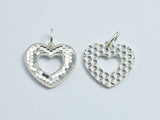 1pc 925 Sterling Silver Sparkling Heart Charm, 14mm-BeadDirect