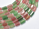 Strawberry Quartz, Green Strawberry Quartz, Lepidocrocite, 7x12mm Faceted Tube-BeadDirect