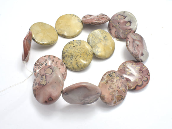 Artistic Jasper, Chohua Jasper, 30mm Wavy Coin Beads-BeadDirect