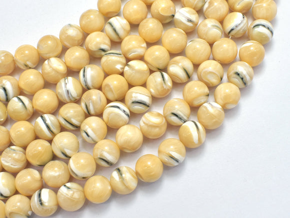 Mother of Pearl , MOP, Light Brown, 8mm Round-BeadDirect