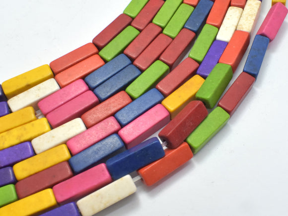 Howlite Beads-Multicolored, Square Tube 4x13mm, 16 Inch-Gems:Assorted Shape-BeadDirect