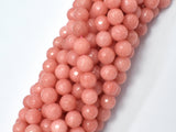 Jade Beads, Salmon Pink, 8mm Faceted Round-Gems: Round & Faceted-BeadDirect