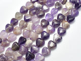 Amethyst 12mm Heart Beads, 15 Inch-BeadDirect
