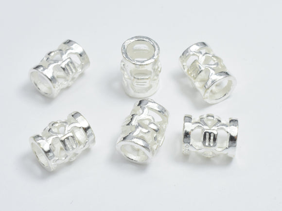 8pcs 925 Sterling Silver Beads, 5x6.6mm Tube Beads, Big Hole Filigree Beads, Spacer Beads-BeadDirect