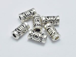 4pcs 925 Sterling Silver Beads-Antique Silver, 3.5x6.6mm Tube Beads-Metal Findings & Charms-BeadDirect