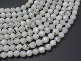 White Rainbow Moonstone, 8mm, Faceted Round-BeadDirect