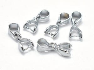 20pcs Pinch Bails, Ice Pick Pinch Bails, Silver Tone, 18KGP, 12x5mm-Metal Findings & Charms-BeadDirect