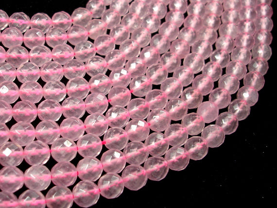 Rose Quartz, 8 mm Faceted Round Beads-BeadDirect
