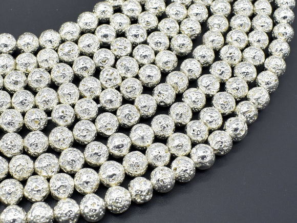 Lava-Silver Plated, 8mm (8.7mm) Round Beads-Gems: Round & Faceted-BeadDirect