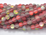 Matte Mystic Aura Quartz-Red, Rainbow, 6mm (6.3mm) Round-Gems: Round & Faceted-BeadDirect