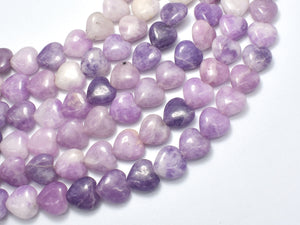 Lepidolite 12mm Heart Beads, 15 Inch-BeadDirect