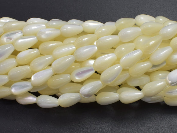 Mother of Pearl, MOP, White, 5x9mm Teardrop-BeadDirect