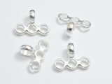 4pcs 925 Sterling Silver Connector, 11.5x8.8mm, Loop 4.8mm, Loop Hole 3.5mm, 3 Small hole 2.5mm-BeadDirect