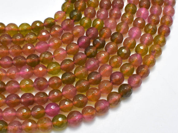 Watermelon Tourmaline Jade Beads - Multicolor, 8mm Faceted Round-Gems: Round & Faceted-BeadDirect