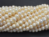 Fresh Water Pearl Beads-White Approx. 5.5-6.5mm Potato-BeadDirect
