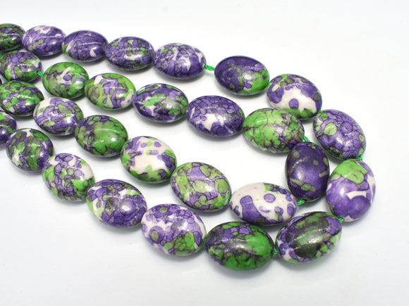 Rain Flower Stone Beads, Purple, Green, 13x18mm Oval Beads-BeadDirect