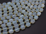 Blue Chalcedony Agate Beads, 8mm Faceted Prism Double Point Cut-Gems: Round & Faceted-BeadDirect