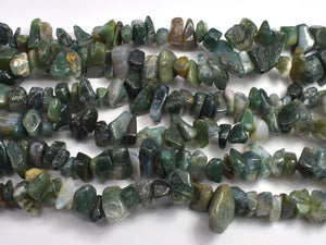 Moss Agate 7-15mm Chips Beads, 34 Inch-BeadDirect