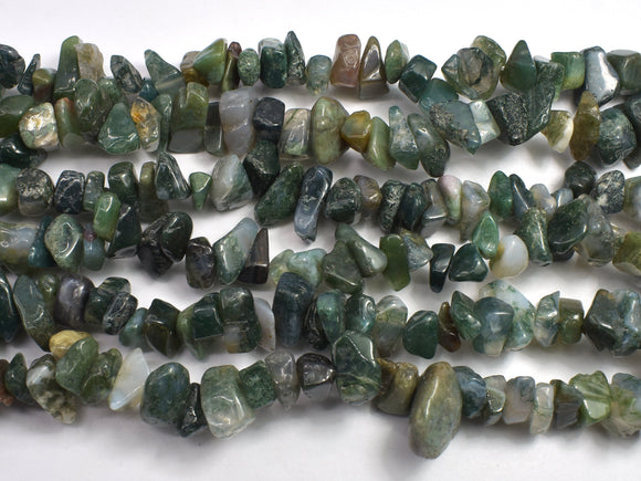 Moss Agate 7-15mm Chips Beads, 34 Inch