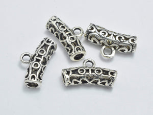 4pcs 925 Sterling Silver Bead Connector-Antique Silver, Filigree Round Tube, 12.5x4mm-Metal Findings & Charms-BeadDirect