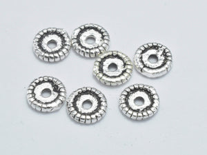 10pcs 925 Sterling Silver Spacers-Antique Silver, 6mm Space-Metal Findings & Charms-BeadDirect