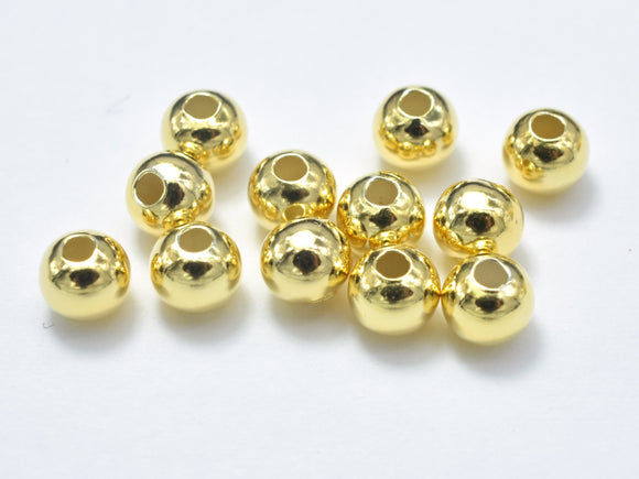 15pcs 24K Gold Vermeil 4mm Round Beads, 925 Sterling Silver Beads-Metal Findings & Charms-BeadDirect