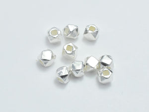 10pcs 925 Sterling Silver Beads, 2.5mm Faceted Cube-Metal Findings & Charms-BeadDirect