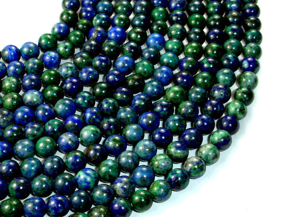 Azurite Malachite Beads, Round, 6mm (6.5mm)-Gems: Round & Faceted-BeadDirect