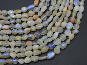 Mystic Coated Moonstone, AB Coated, 6x8mm Nugget-BeadDirect