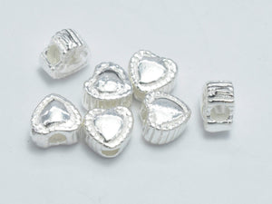 4pcs 925 Sterling Silver Beads, 5x4.6mm Heart Beads-Metal Findings & Charms-BeadDirect