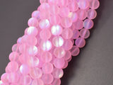 Matte Mystic Aura Quartz-Pink, 8mm (8.5mm) Round-Gems: Round & Faceted-BeadDirect