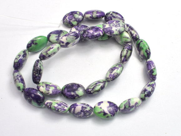 Rain Flower Stone, Purple, Green, 10x14mm Oval Beads-BeadDirect
